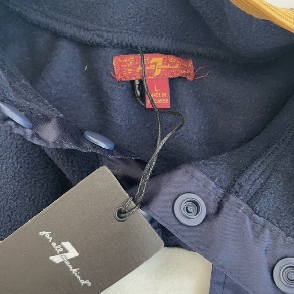 7 for all mankind white navy colorblock fleece pullover l - Picture 4 of 5